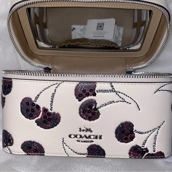 Coach leather Cosmetic Case With Cherry Print New with tags - Picture 6 of 14